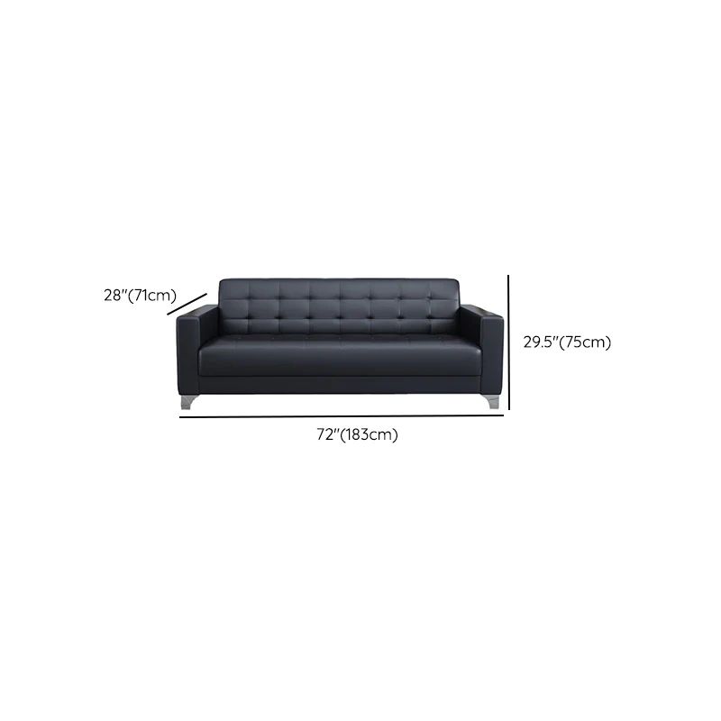 Bộ ghế sofa văn phòng giá rẻ KT76 Custer da Pu màu đen đẹp