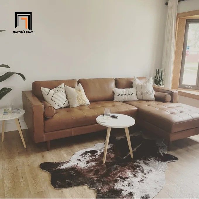 Bộ ghế sofa góc L GT6 Matilda 2m2 x 1m6 màu nâu da bò