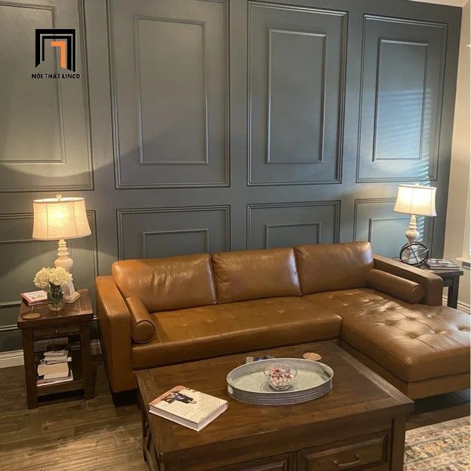Bộ ghế sofa góc L GT6 Matilda 2m2 x 1m6 màu nâu da bò
