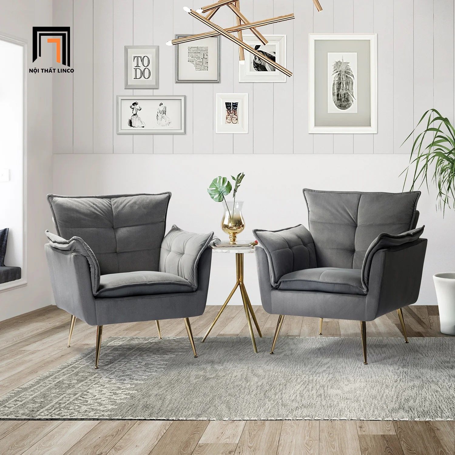 Ghế sofa đơn sang trọng DT4 Toulouse vải nhung cho shop tiệm