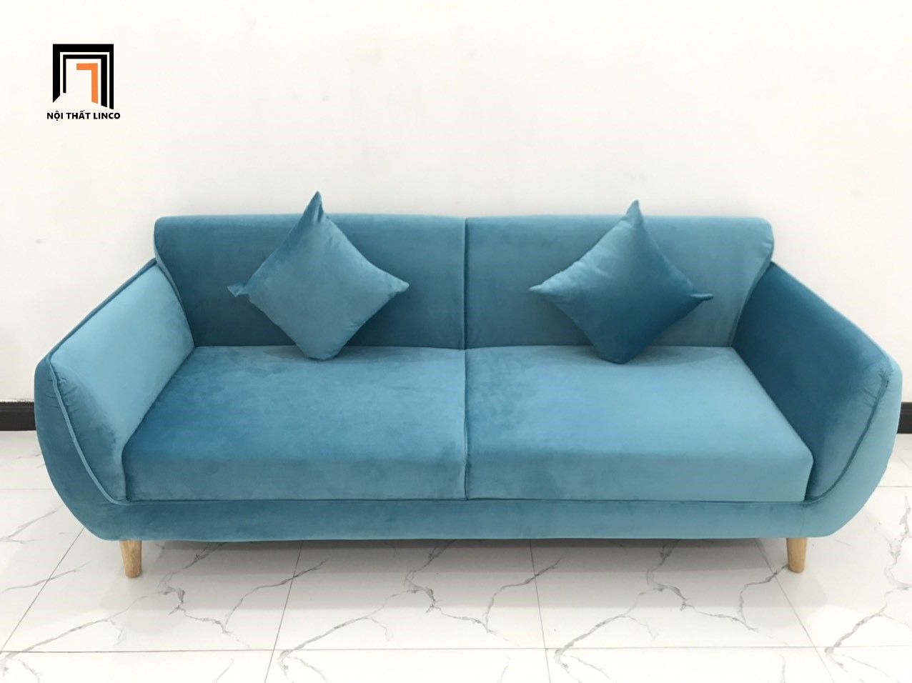 Bộ bàn ghế sofa văng BB dài 1m9 phòng khách xanh dương