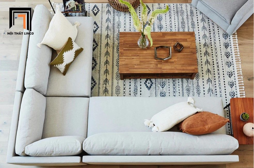 Bộ ghế sofa góc L xoay chiều 2m2 x 1m8 phòng khách gia đình