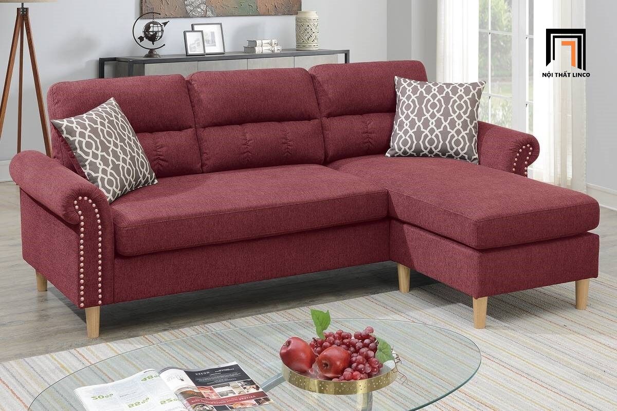 Bộ ghế sofa góc L GT65 Retic 2m2 x 1m5 màu đỏ đô