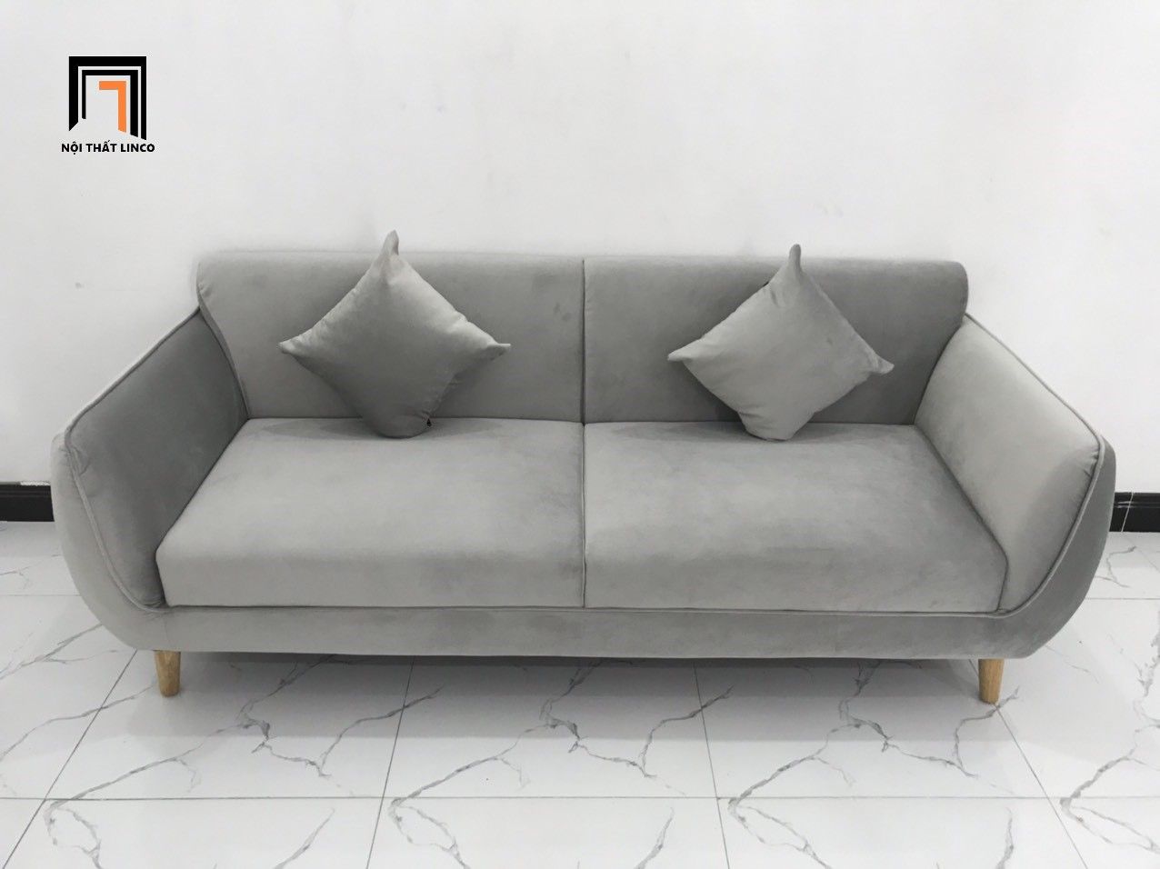 Ghế sofa băng BB dài 1m9 xám vải nhung đẹp hiện đại