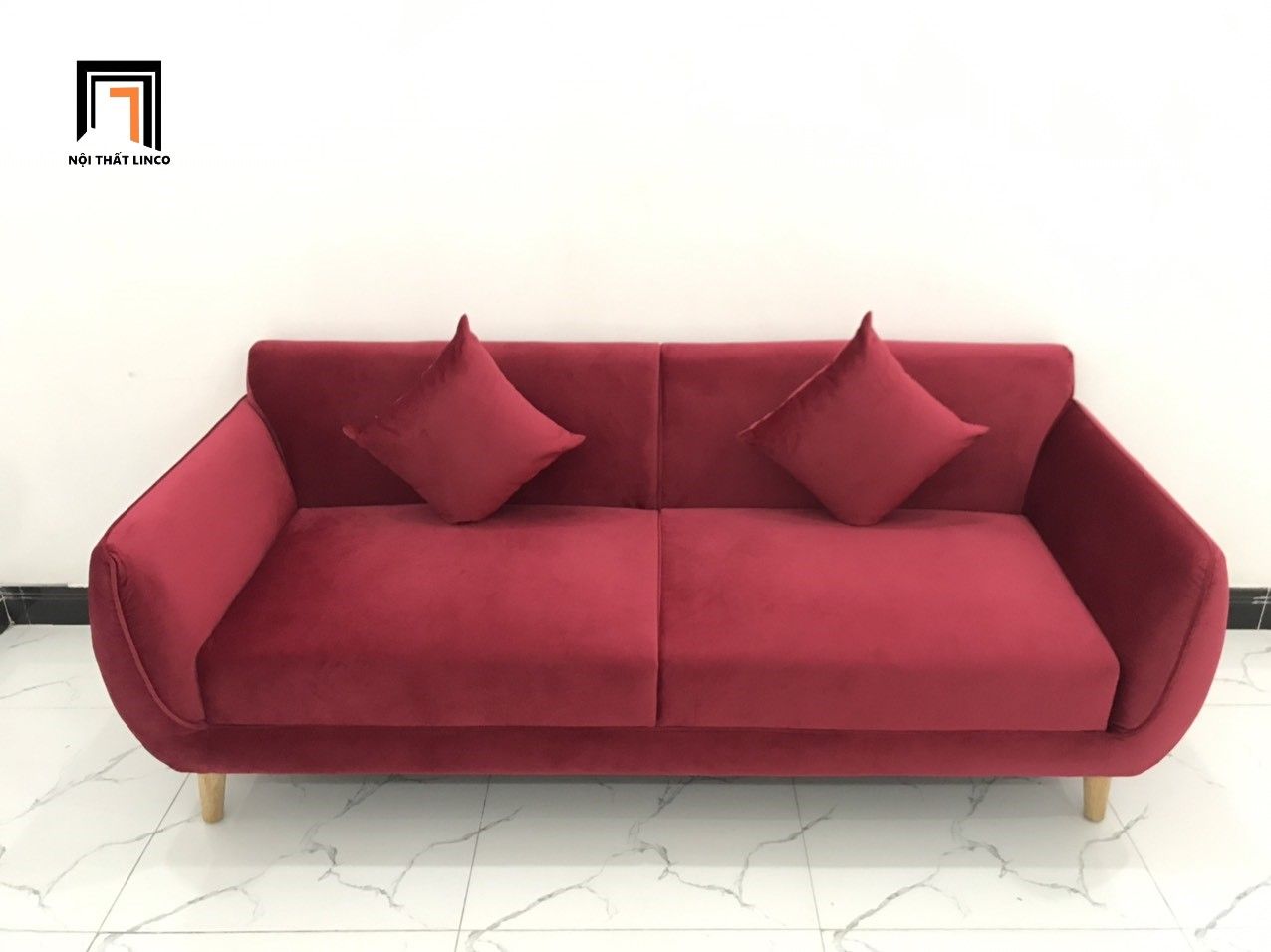 Ghế sofa băng BB dài 1m9 phòng khách đỏ đô vải nhung