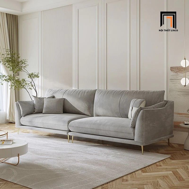Ghế sofa băng vải nỉ xám trắng 2m3 BT291 Riverton phòng khách
