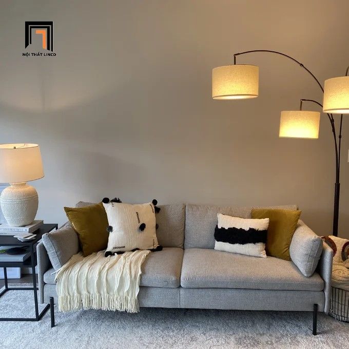 Ghế sofa băng xám trắng BT53 Moab dài 1m9 cho căn hộ chung cư