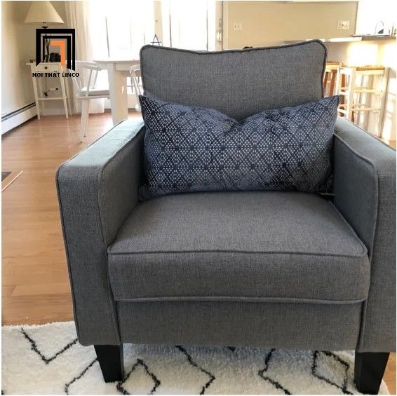 Ghế sofa đơn 1 chỗ ngồi DT9 Ballentine màu xám trắng vải nỉ
