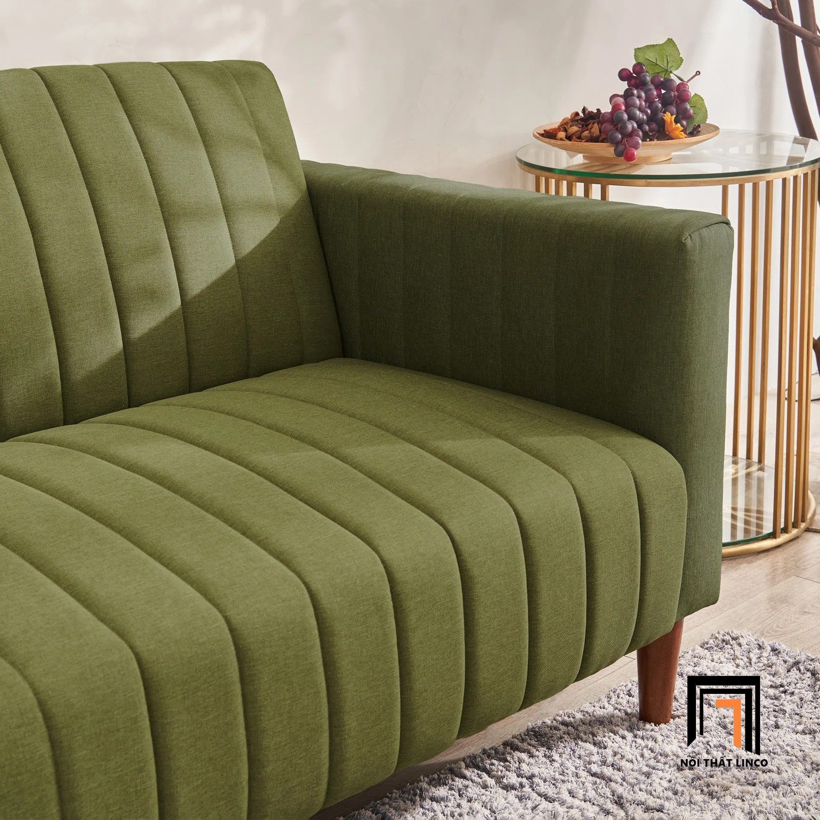 Ghế sofa giường đa năng xinh xắn GB77 Hansfried dài 2m xanh lá