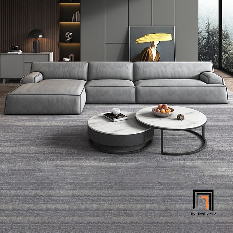 Bộ ghế sofa góc chữ L hiện đại GT148 Station 2m8 x 1m6 màu xám