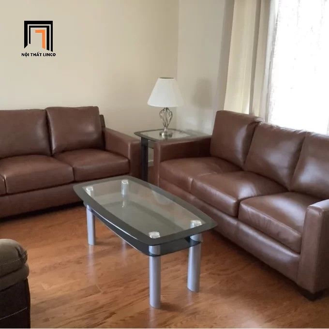 Bộ ghế sofa phòng khách gia đình KT24 Covedale da giả màu nâu