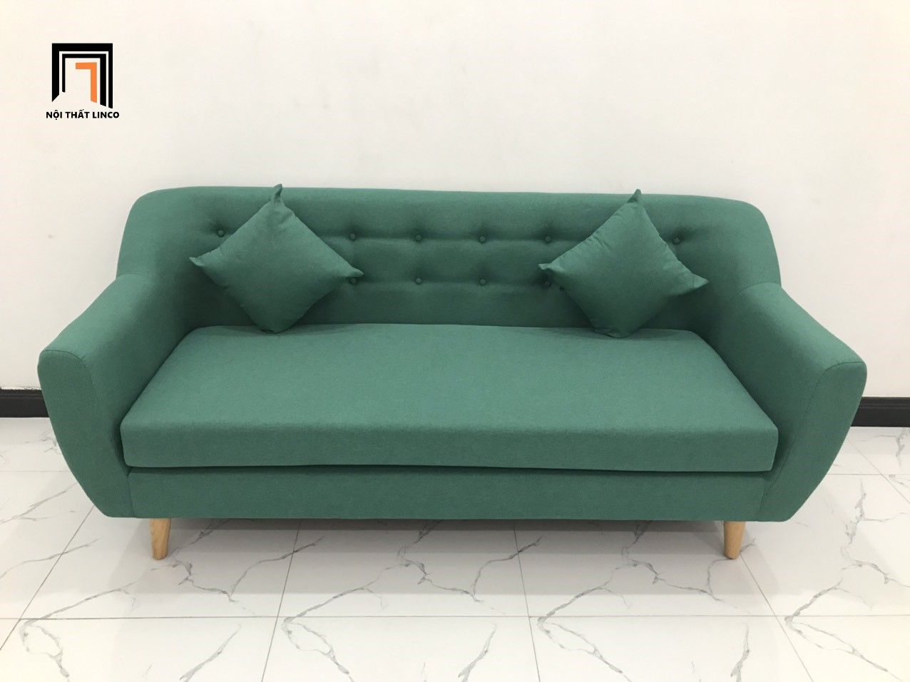 Bộ ghế sofa văng BGN dài 1m9 xanh ngọc cho chung cư