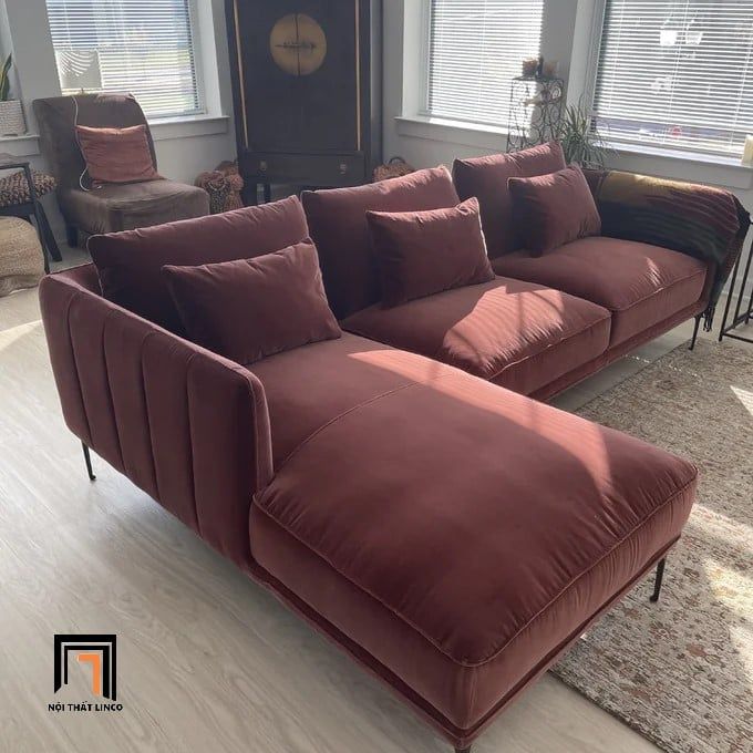 Bộ ghế sofa góc GT73 Orchad 2m2 x 1m6 xám đen vải nhung nỉ