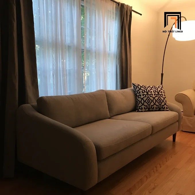 Ghế sofa băng 2m xám trắng BT44 Khari giá rẻ vải nỉ bố