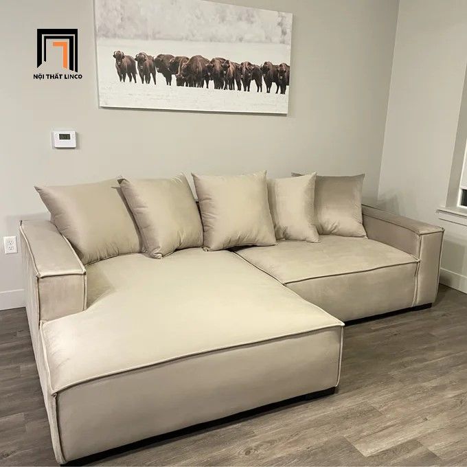 Bộ ghế sofa chữ L 2m2 x 1m6 GT8 Madison vải nhung nỉ