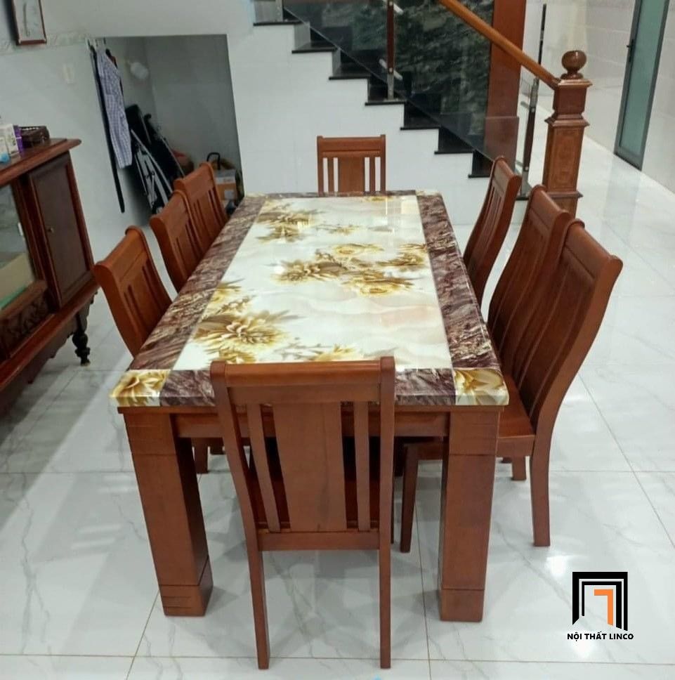 Bộ bàn ăn phòng bếp gia đình GF12-BAD8-G301-B354 8 ghế đẹp