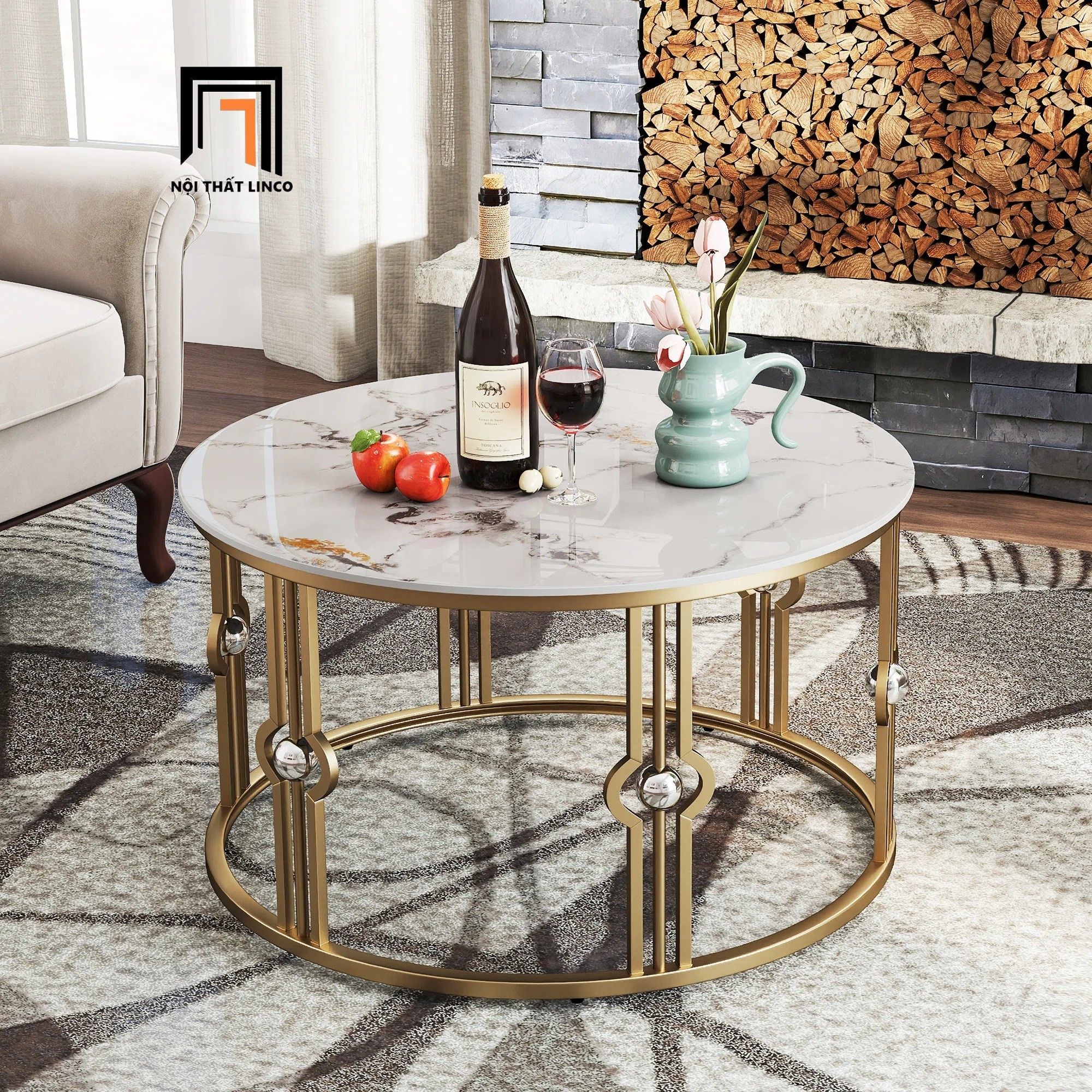Bàn sofa mặt đá 60 cao cấp khung chân sắt BSF64 Elgin giá rẻ