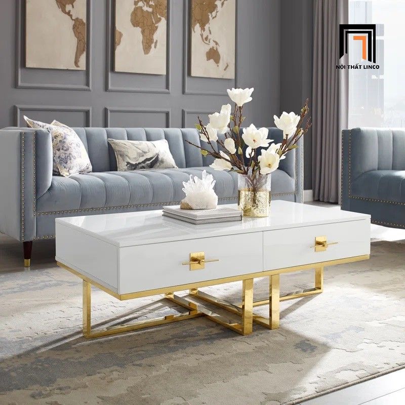 Bàn trà hình hộp chữ nhật mặt ván gỗ BSF65 Tokon 1m1 x 55