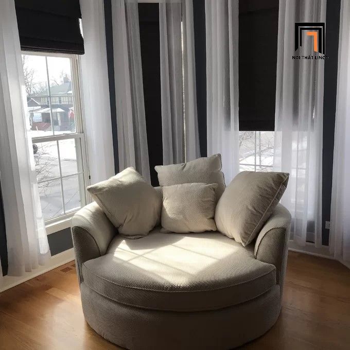 Ghế sofa đơn tròn thư giãn dài 1m2 DT11 Syloh cho phòng nhỏ