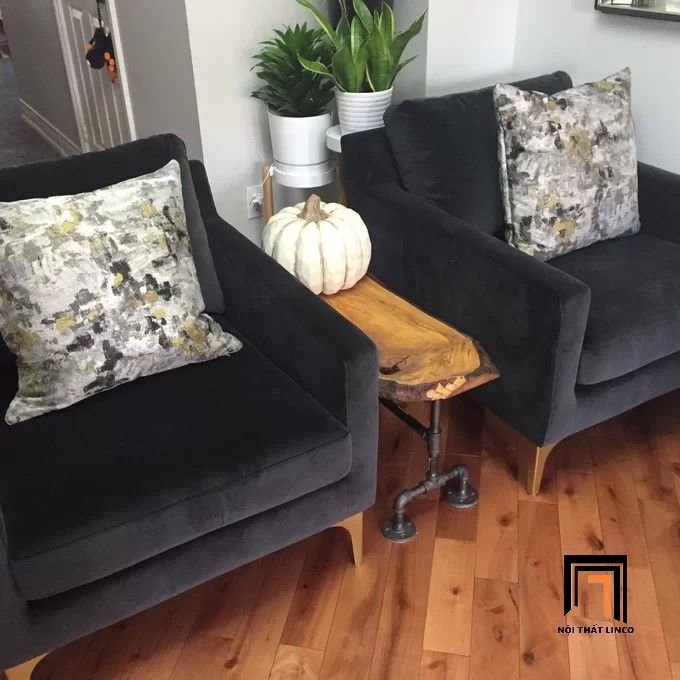 Ghế sofa đơn gia đình vải nhung DT6 Jones màu xanh đậm