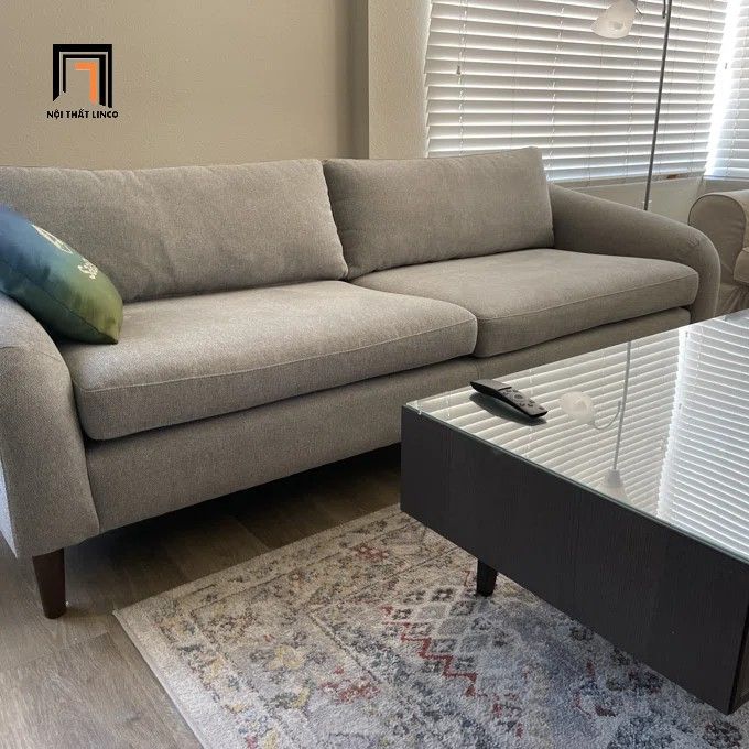 Ghế sofa băng 2m xám trắng BT44 Khari giá rẻ vải nỉ bố
