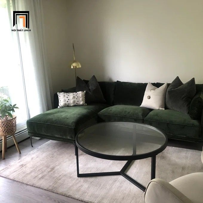 Bộ ghế sofa góc GT73 Orchad 2m2 x 1m6 xám đen vải nhung nỉ