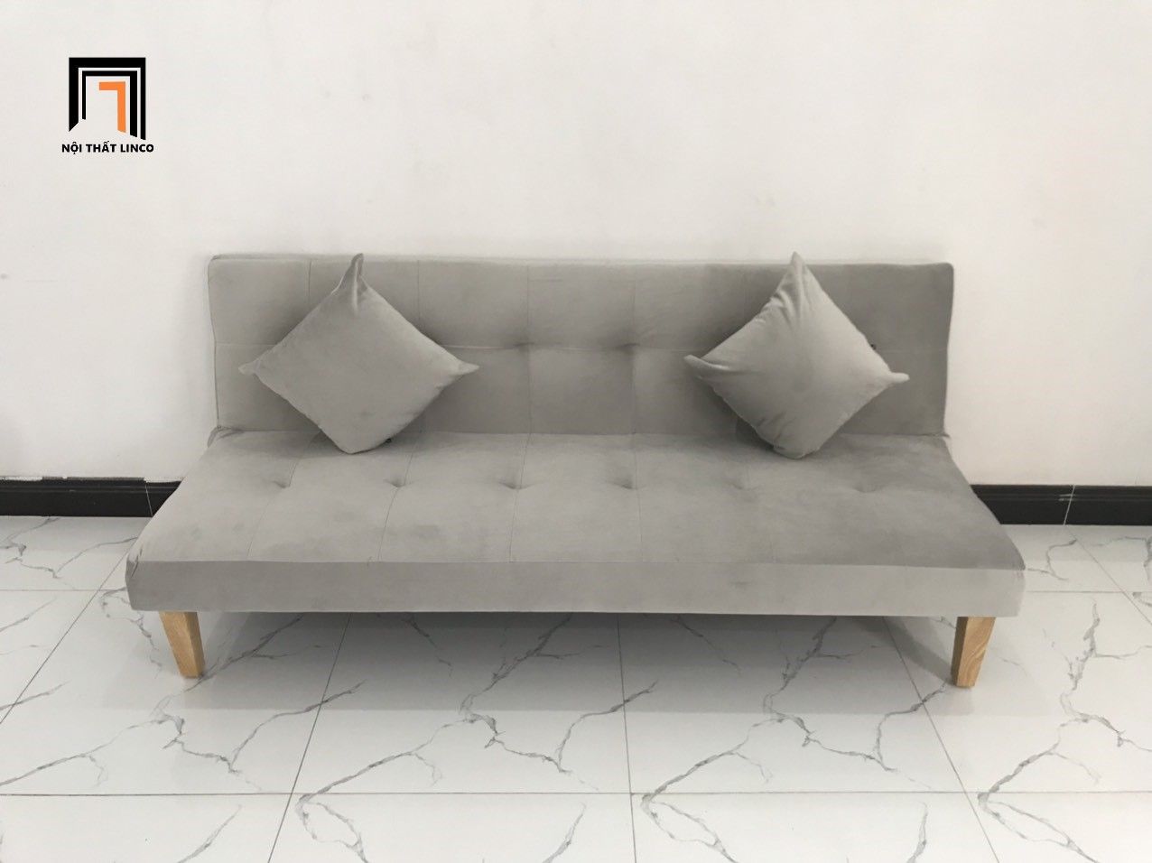 Ghế sofa giường thông minh xám vải nhung giá rẻ màu xanh ngọc