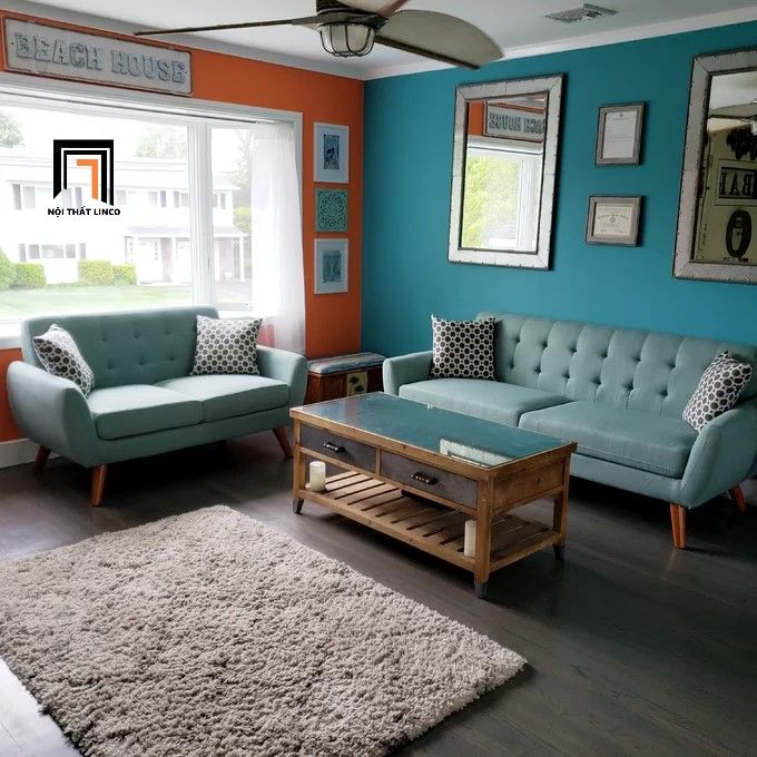Bộ ghế sofa văn phòng giá rẻ KT38 Eloe vải nỉ bố xinh xắn