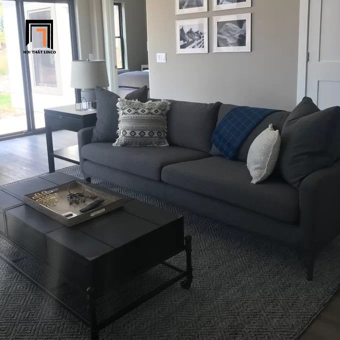 Ghế sofa băng màu xám trắng BT36 Jones dài 1m9 chân inox giá rẻ