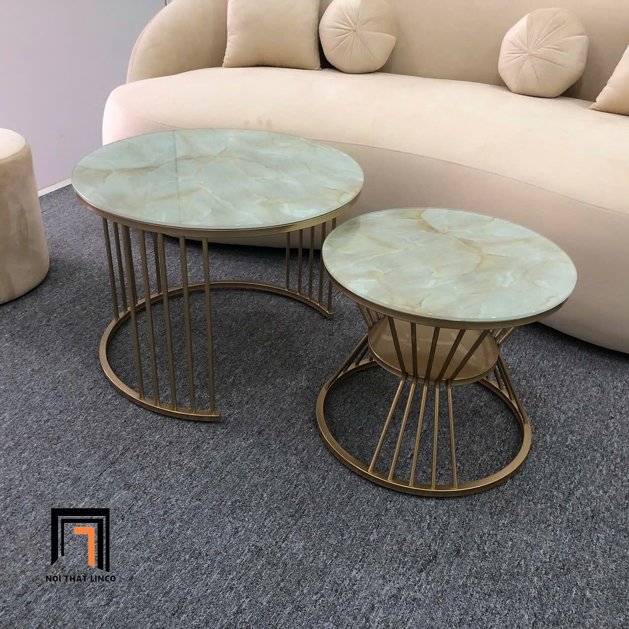 Cặp bàn trà kính giá rẻ BTPK15 Quentes văn phòng tiếp khách