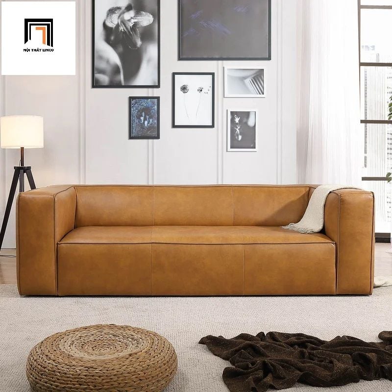 Ghế sofa băng da giả cao cấp BT9 Bezeme dài 2m màu da nâu da bò