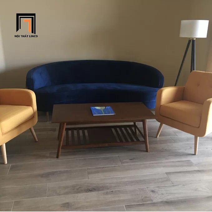 Ghế sofa băng cong BT23 Neville dài 2m2 vải bố nỉ kiểu dáng đẹp