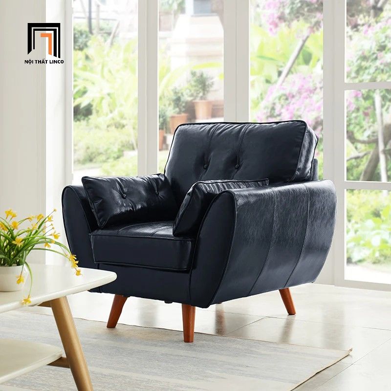 Bộ ghế sofa da giả Pu xanh than KT109 Rothry cho văn phòng