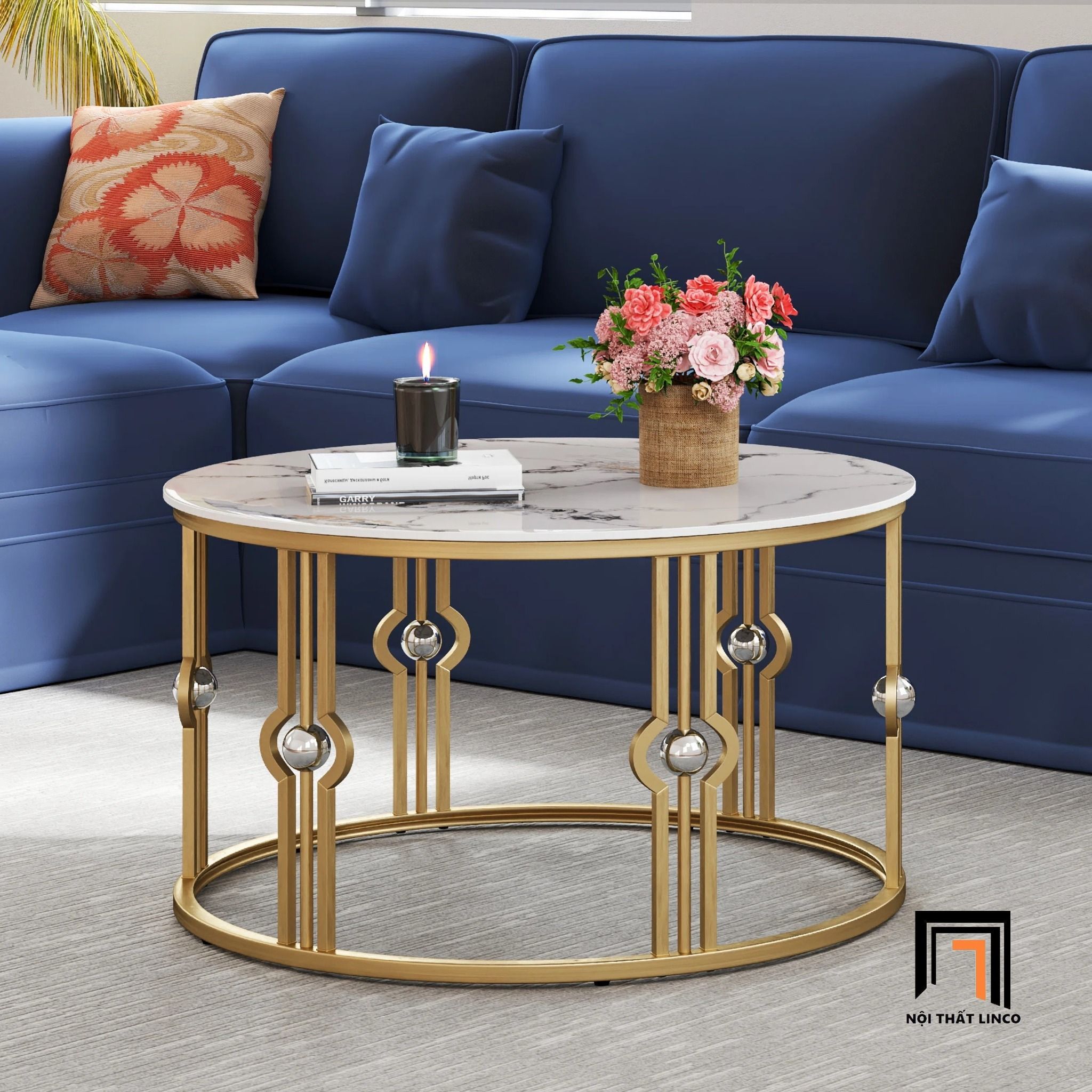 Bàn sofa mặt đá 60 cao cấp khung chân sắt BSF64 Elgin giá rẻ