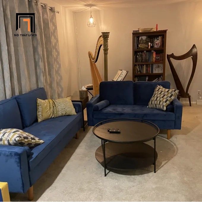 Bộ ghế sofa phòng khách gia đình KT1 Clovis vải nhung giá rẻ