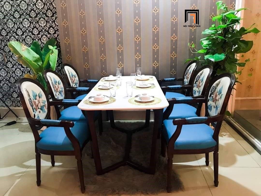 Bộ bàn ăn 6 ghế tân cổ điển 13-KH6-G37-B92 sang trọng