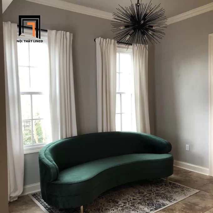 Ghế sofa băng cong BT23 Neville dài 2m2 vải bố nỉ kiểu dáng đẹp