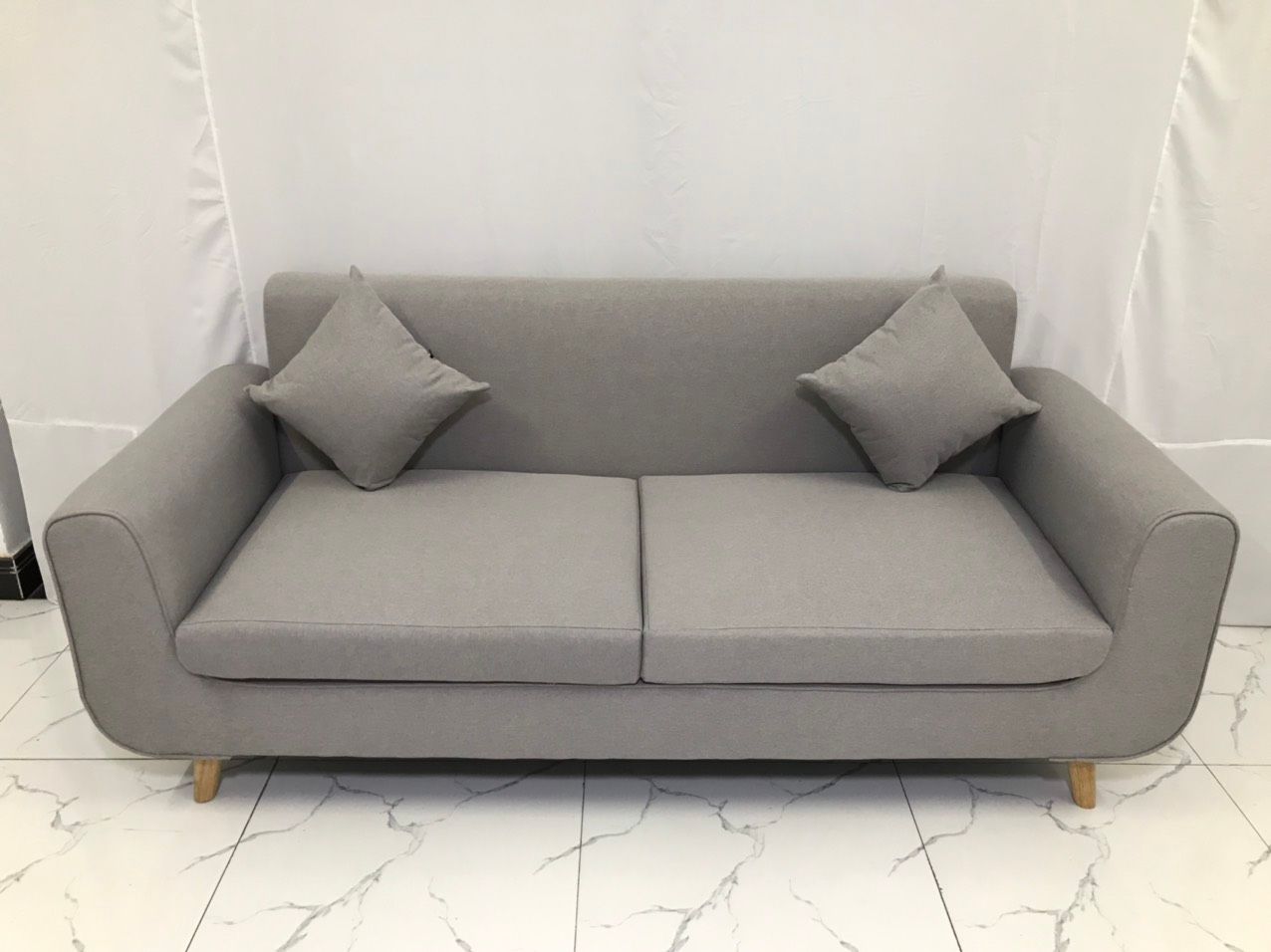 Bộ ghế sofa băng 1m9 NS04 màu xám ghi cho căn hộ chung cư