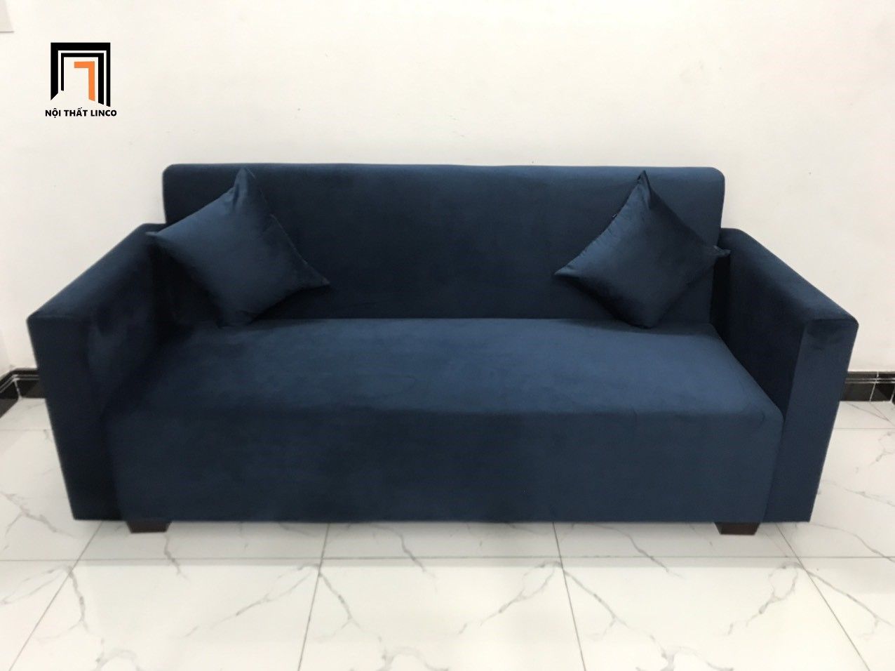 Bộ ghế sofa băng xanh đen BG03 dài 1m9 vải nhung nỉ giá rẻ