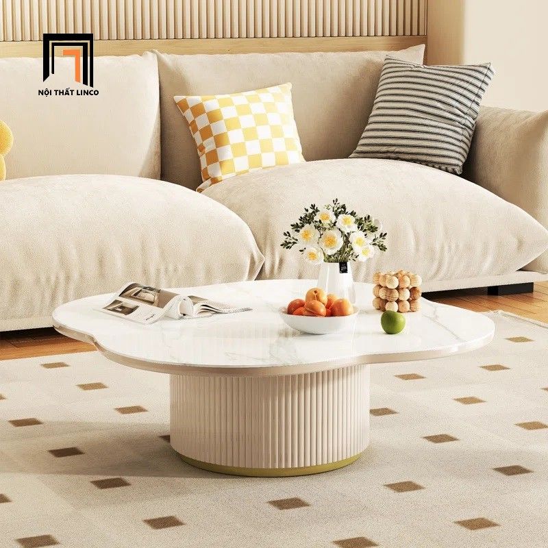 Bàn sofa mặt đá hình bông hóa 80cm BSF62 Parowan xinh xắn