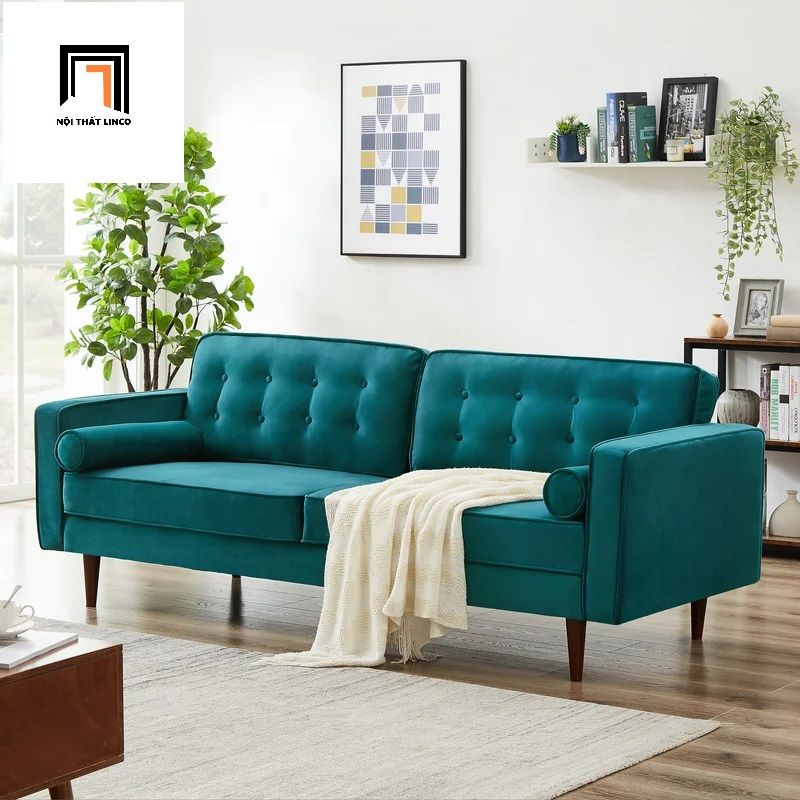 Sofa băng hiện đại BT2 dài 1m9 đính nút chân gỗ cao su