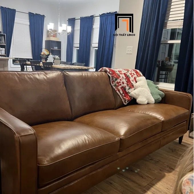 Ghế sofa băng gia đình BT33 Abbot dài 2m bọc da giả màu da bò