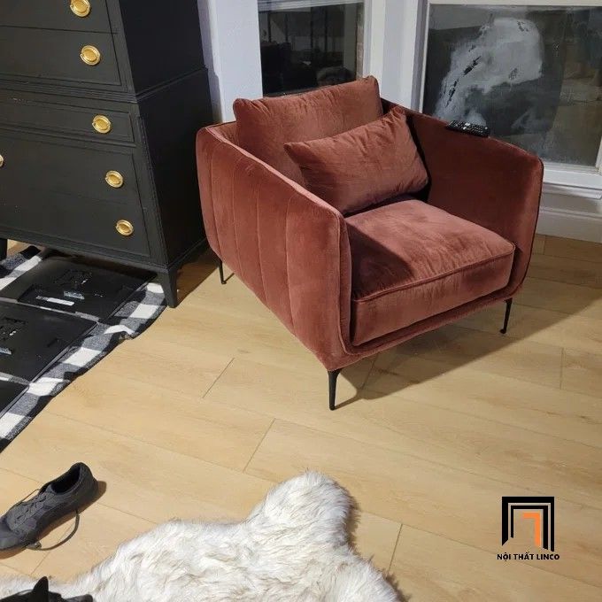 Ghế sofa đơn gia đình sang trọng DT32 Rae vải nhung nỉ