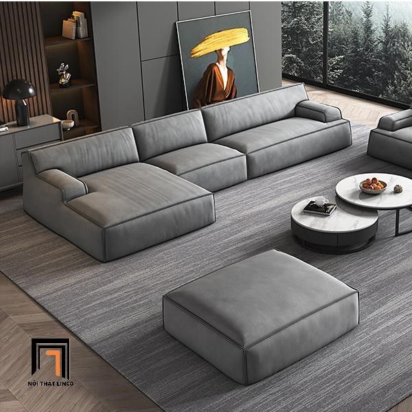 Bộ ghế sofa góc chữ L hiện đại GT148 Station 2m8 x 1m6 màu xám