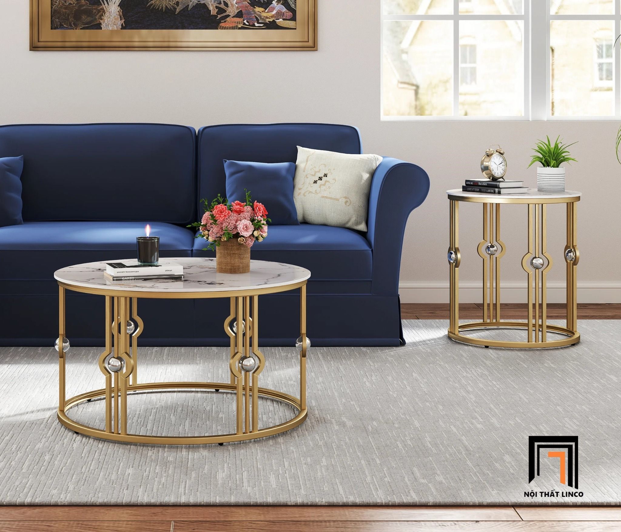 Bàn sofa mặt đá 60 cao cấp khung chân sắt BSF64 Elgin giá rẻ