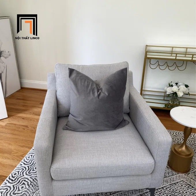 Ghế sofa đơn gia đình vải nhung DT6 Jones màu xanh đậm