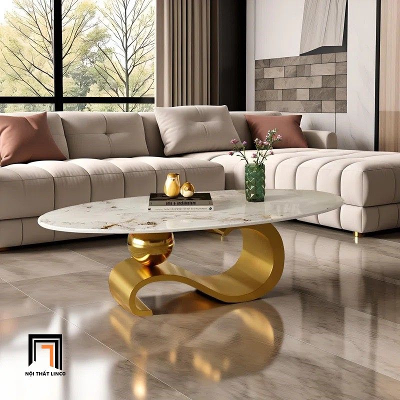 Bàn sofa gia đình BSFPK55 Wepof 1m2 x 60 đá ceramic oval