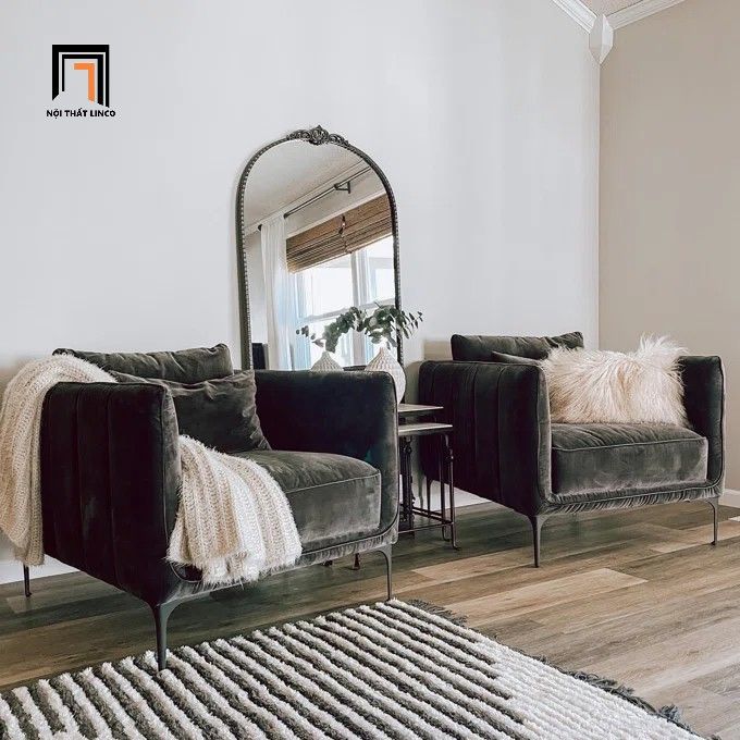 Ghế sofa đơn gia đình sang trọng DT32 Rae vải nhung nỉ