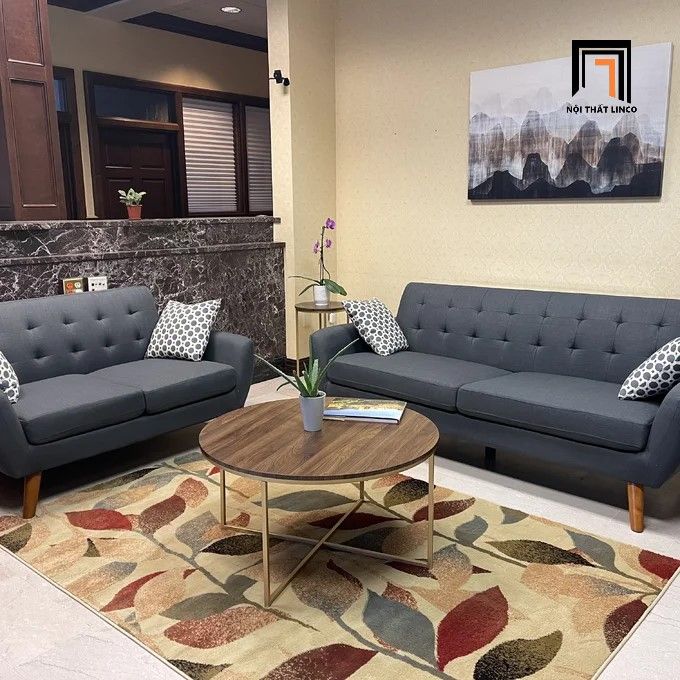Bộ ghế sofa văn phòng giá rẻ KT38 Eloe vải nỉ bố xinh xắn