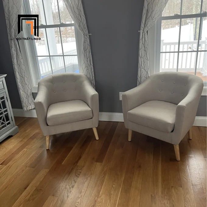 Ghế sofa đơn cho phòng ngủ DT7 Dreer màu muối tiêu xám trắng